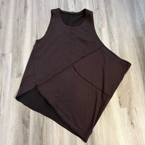 Women’s Maroon Slouchy Draped Asymmetrical Hem Tank Top